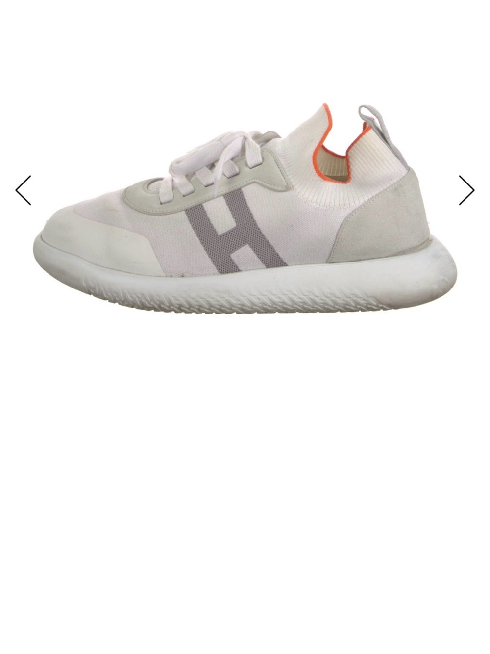 Hermes Kids White and Gray Sneakers with Orange Accent